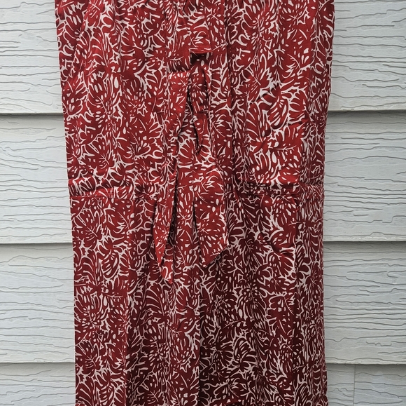 Club Manaco Designer Belted Pants Cherry White Silky Cream Pockets Flare M NWT - Picture 14 of 15